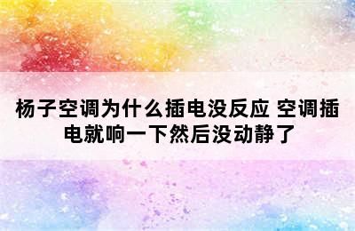 杨子空调为什么插电没反应 空调插电就响一下然后没动静了